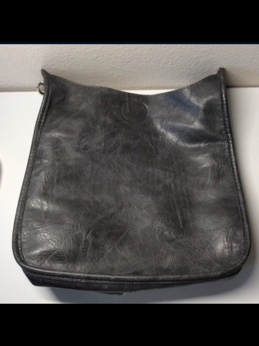 Ahdorned Classic Vegan Leather Black Gray Crossbody Bag